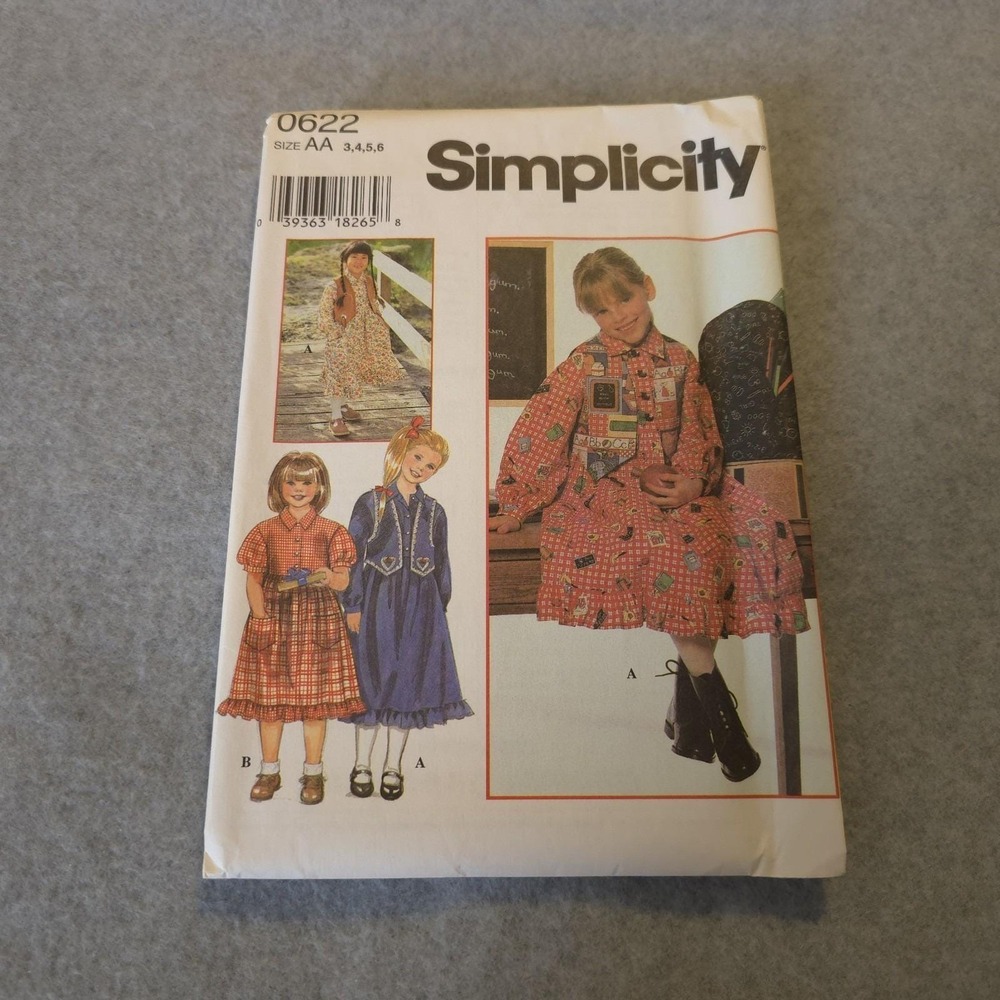 Simplicity 0622 Girls Dress & Vest Pattern Sz 3-6 Uncut Vintage 90s AA